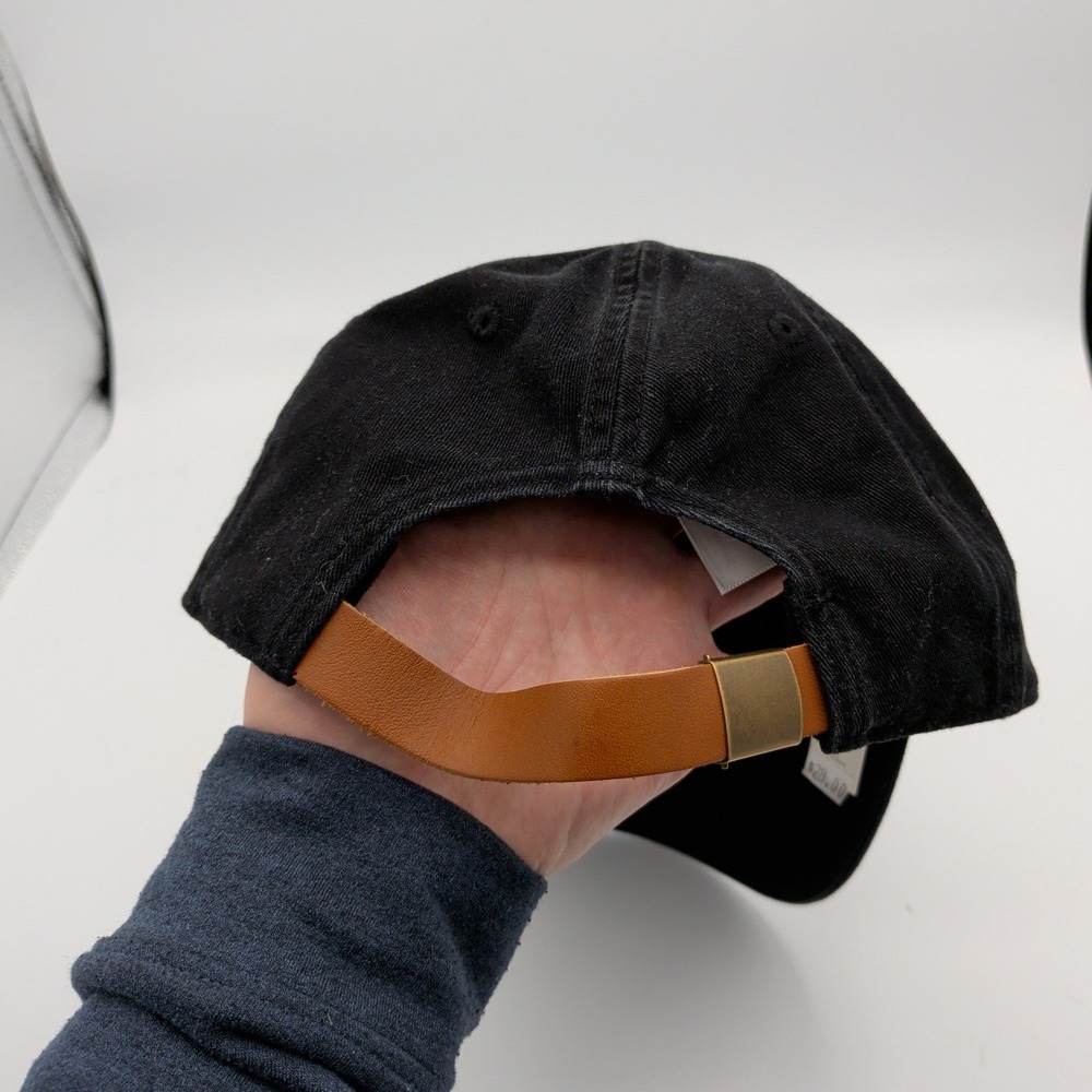 Madewell Broken In Black Organic Cotton Baseball Cap Hat Leather Strap MD497 New - Picture 3 of 9